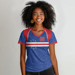 Cape Verde Atlantic Stars Custom Women V-Neck T-Shirt Football 2026 Supporter