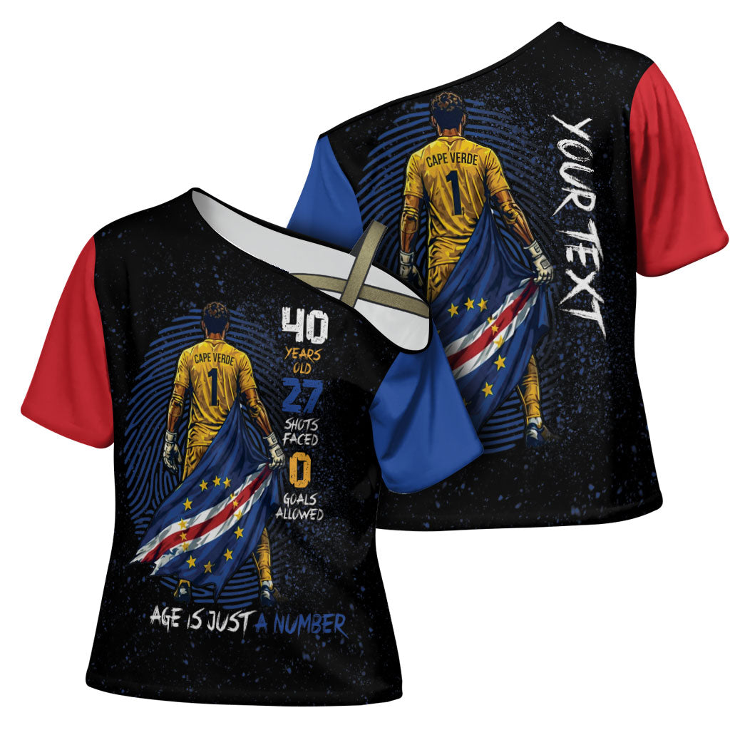 Cape Verde Goalkeeper Personalized Cross Shoulder Shirt 40 Years Old 27 Shots Zero Goals Vintage