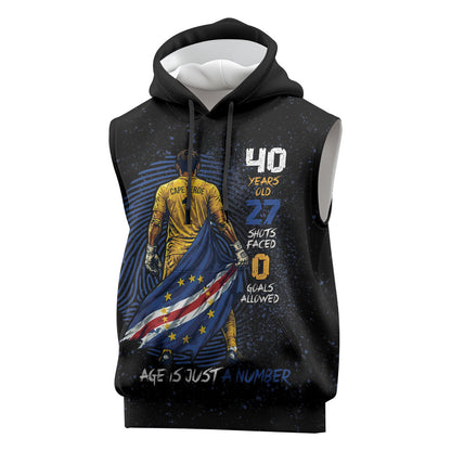 Cape Verde Goalkeeper Personalized Sleeveless Hoodie 40 Years Old 27 Shots Zero Goals Vintage