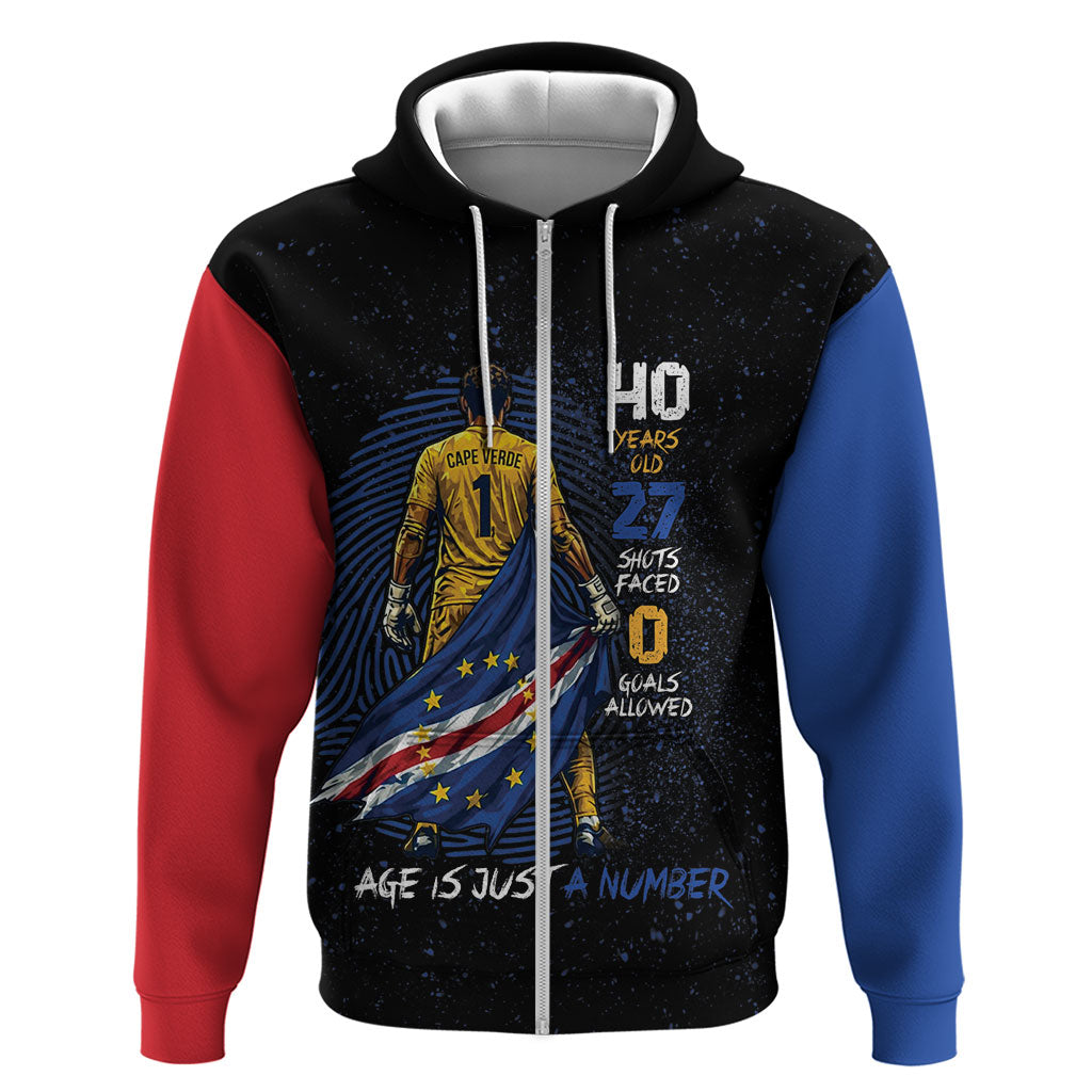 Cape Verde Goalkeeper Personalized Zip Hoodie 40 Years Old 27 Shots Zero Goals Vintage