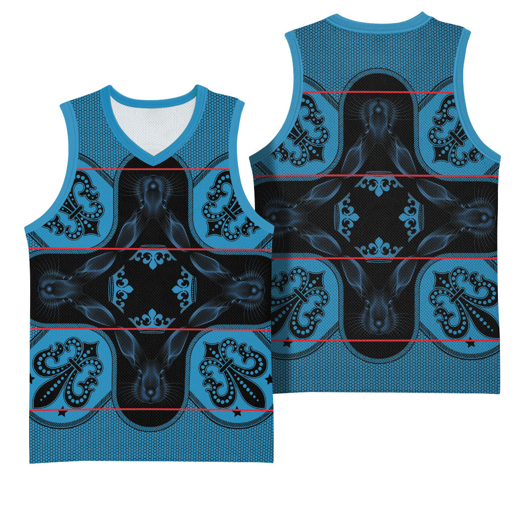 Bafokeng Rabbit Crown Palesa ea kharanium Basketball Jersey Blue Seanamarena Basotho Blanket Inspired