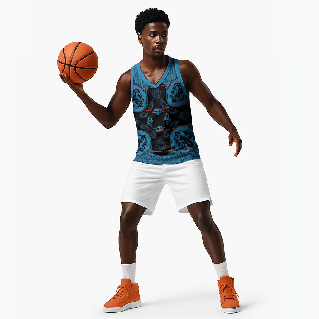 Bafokeng Rabbit Crown Palesa ea kharanium Basketball Jersey Blue Seanamarena Basotho Blanket Inspired