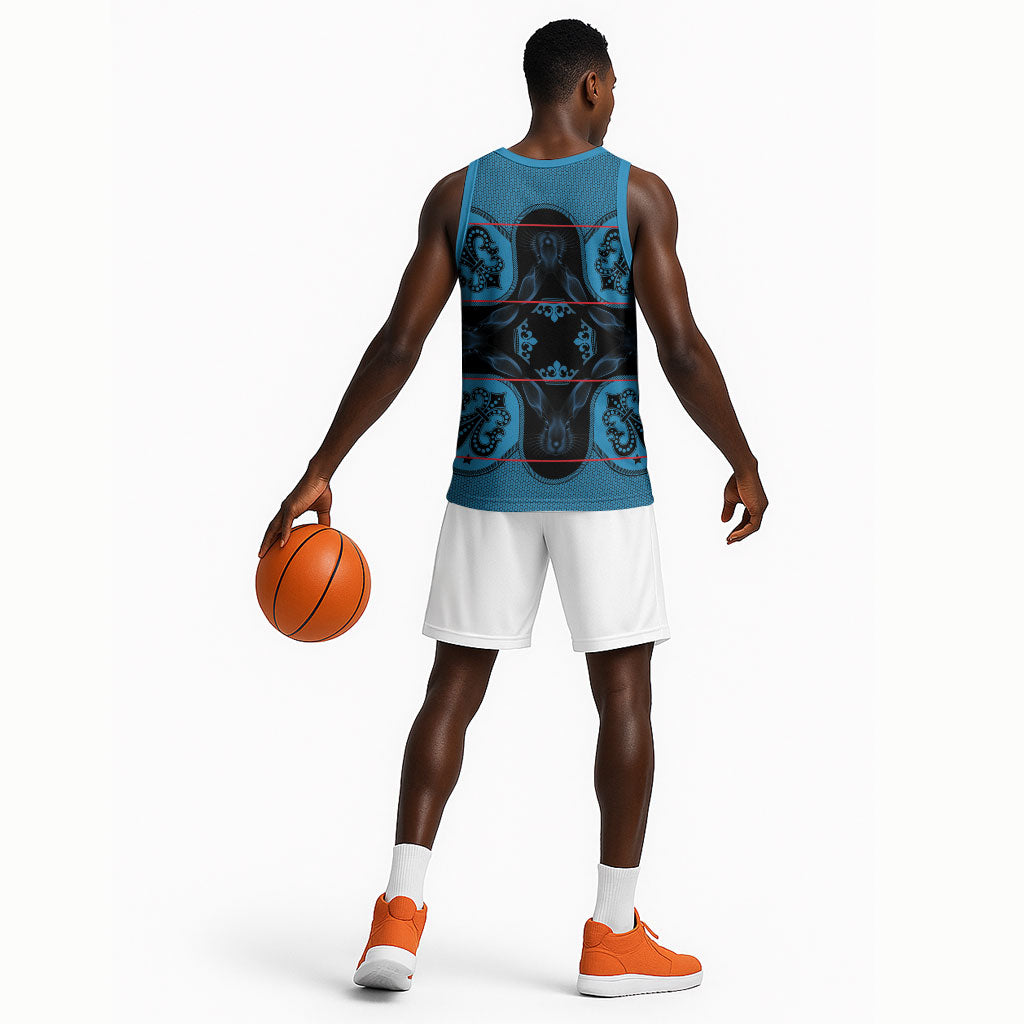Bafokeng Rabbit Crown Palesa ea kharanium Basketball Jersey Blue Seanamarena Basotho Blanket Inspired