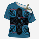 Bafokeng Rabbit Crown Palesa ea kharanium Cross Shoulder Shirt Blue Seanamarena Basotho Blanket Inspired