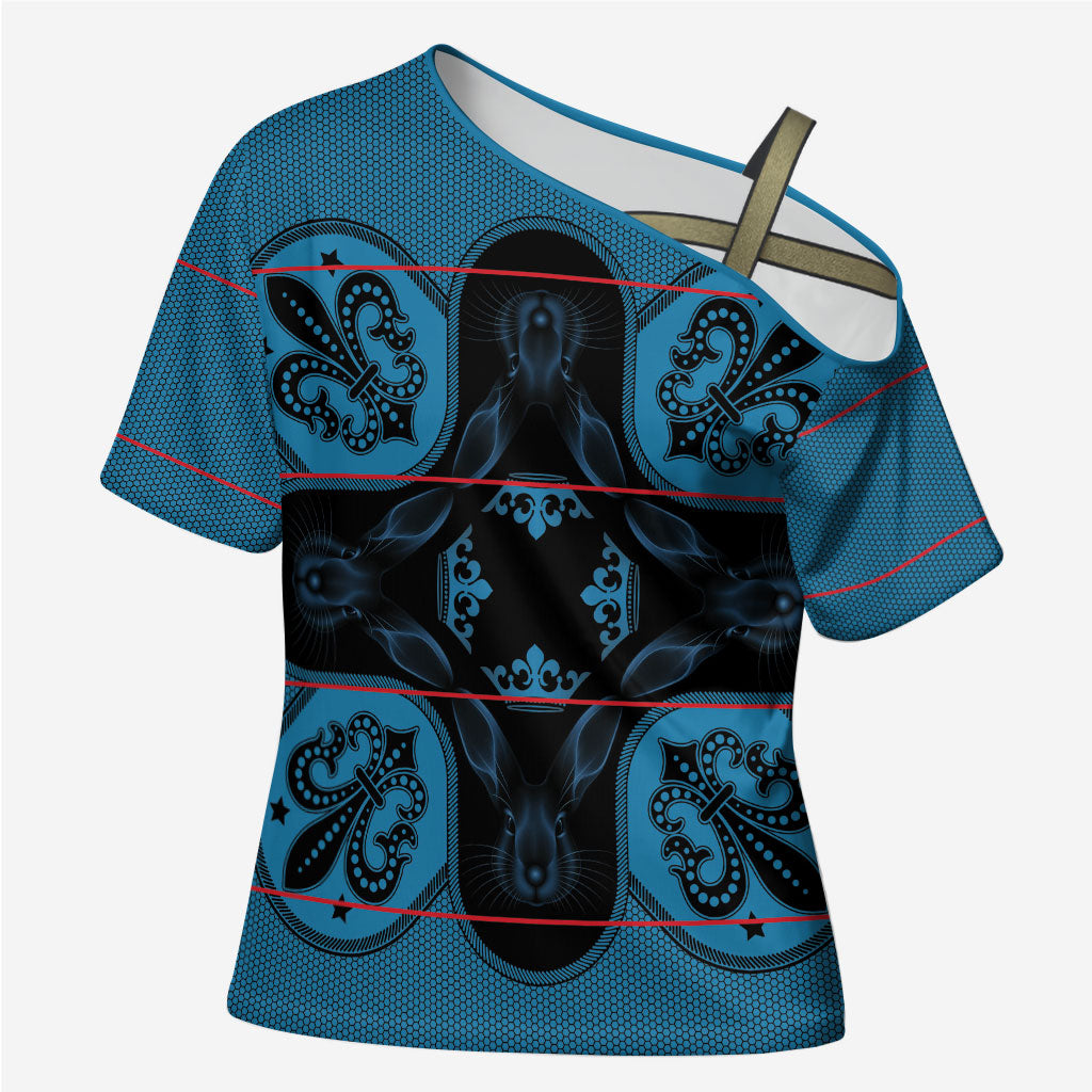 Bafokeng Rabbit Crown Palesa ea kharanium Cross Shoulder Shirt Blue Seanamarena Basotho Blanket Inspired