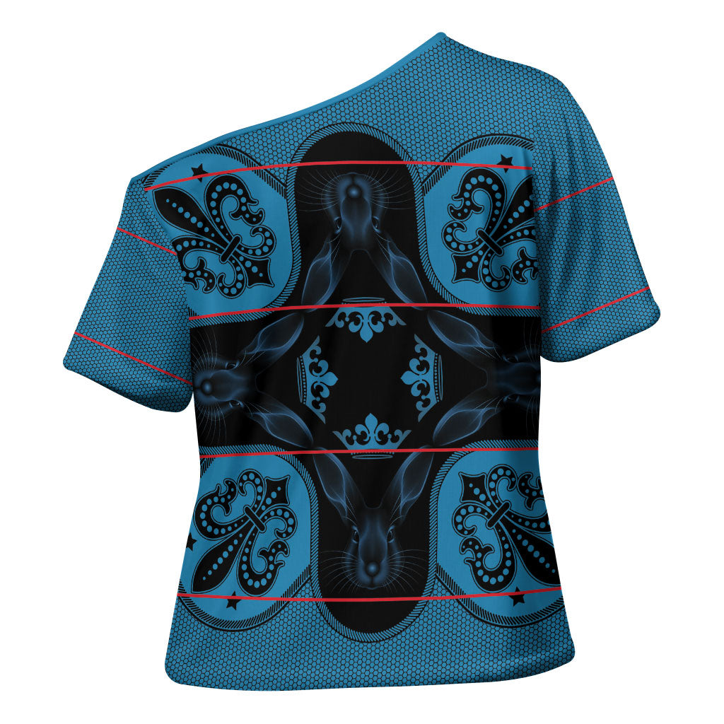 Bafokeng Rabbit Crown Palesa ea kharanium Cross Shoulder Shirt Blue Seanamarena Basotho Blanket Inspired