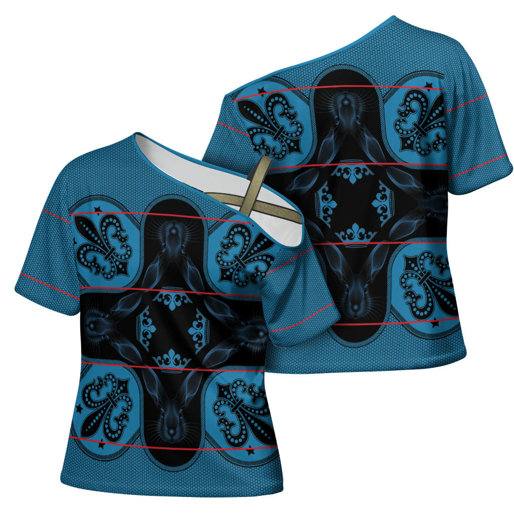 Bafokeng Rabbit Crown Palesa ea kharanium Cross Shoulder Shirt Blue Seanamarena Basotho Blanket Inspired