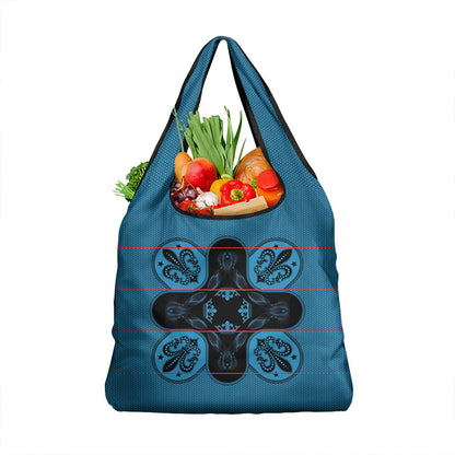 Bafokeng Rabbit Crown Palesa ea kharanium Grocery Bag Blue Seanamarena Basotho Blanket Inspired