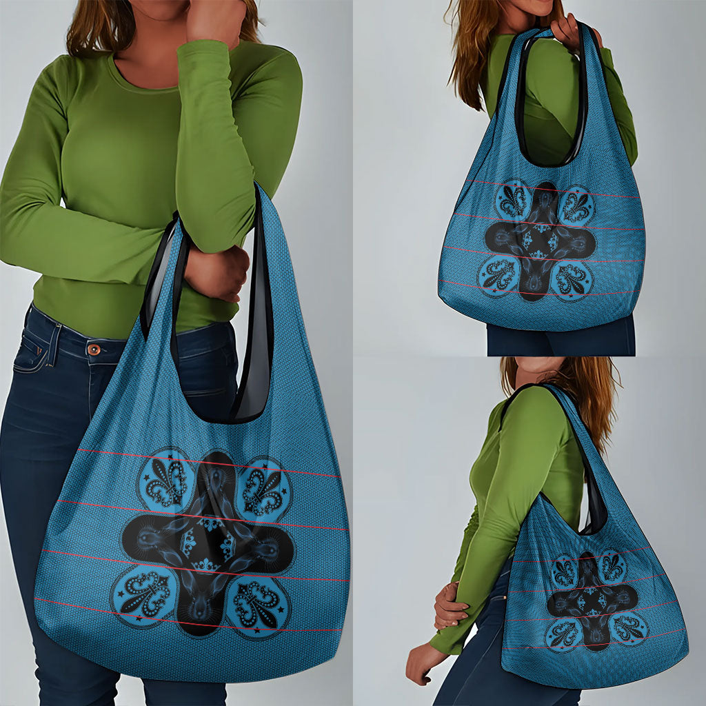 Bafokeng Rabbit Crown Palesa ea kharanium Grocery Bag Blue Seanamarena Basotho Blanket Inspired