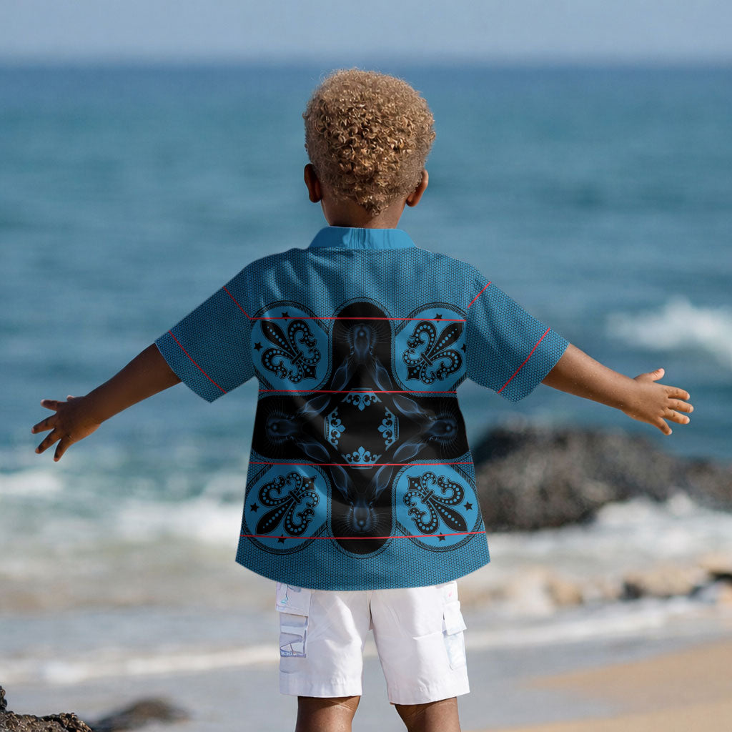 Bafokeng Rabbit Crown Palesa ea kharanium Kid Hawaiian Shirt Blue Seanamarena Basotho Blanket Inspired