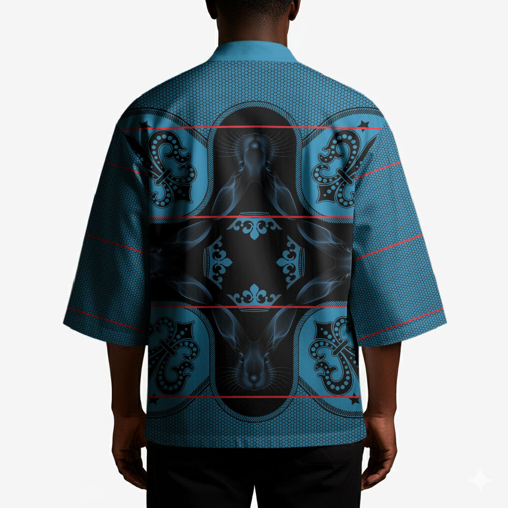 Bafokeng Rabbit Crown Palesa ea kharanium Kimono Blue Seanamarena Basotho Blanket Inspired