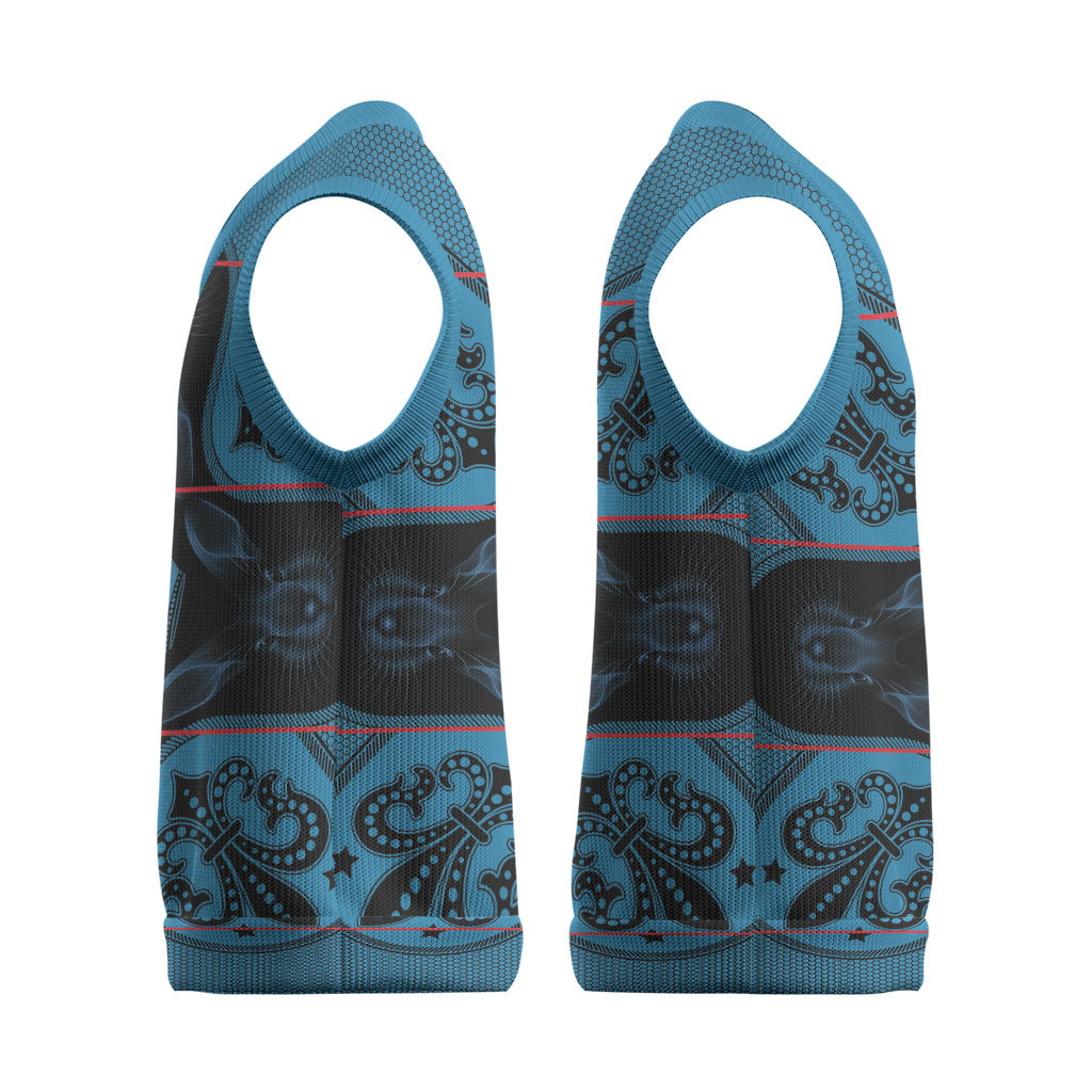 Bafokeng Rabbit Crown Palesa ea kharanium Christmas Knitted V-Neck Vest Blue Seanamarena Basotho Blanket Inspired