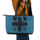 Bafokeng Rabbit Crown Palesa ea kharanium Leather Tote Bag Blue Seanamarena Basotho Blanket Inspired