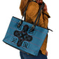 Bafokeng Rabbit Crown Palesa ea kharanium Leather Tote Bag Blue Seanamarena Basotho Blanket Inspired