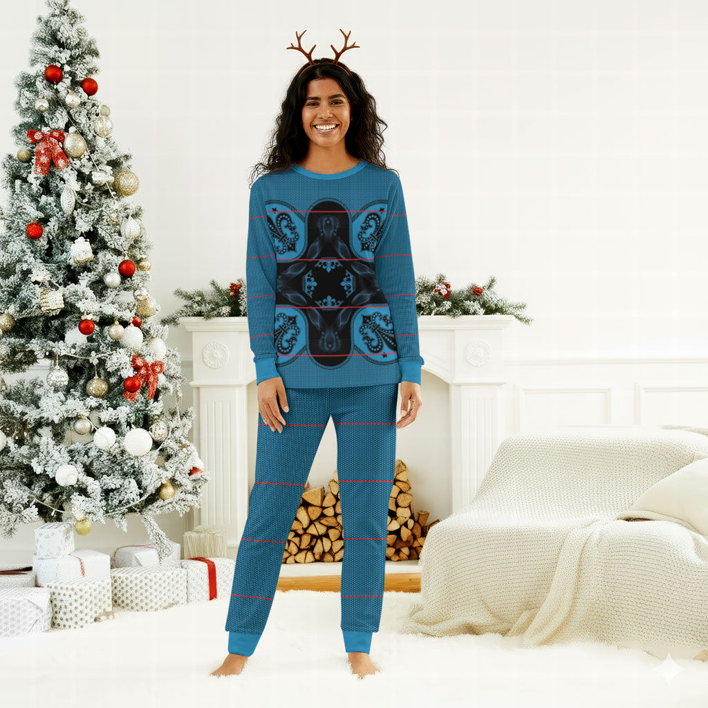 Bafokeng Rabbit Crown Palesa ea kharanium Christmas Pajama Set Blue Seanamarena Basotho Blanket Inspired