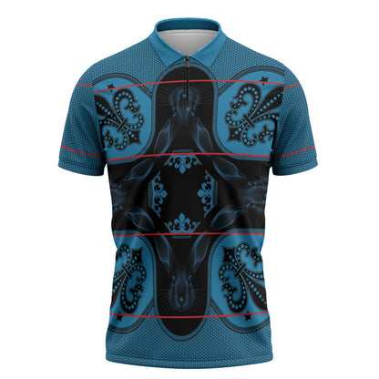 Bafokeng Rabbit Crown Palesa ea kharanium Zipper Polo Shirt Blue Seanamarena Basotho Blanket Inspired