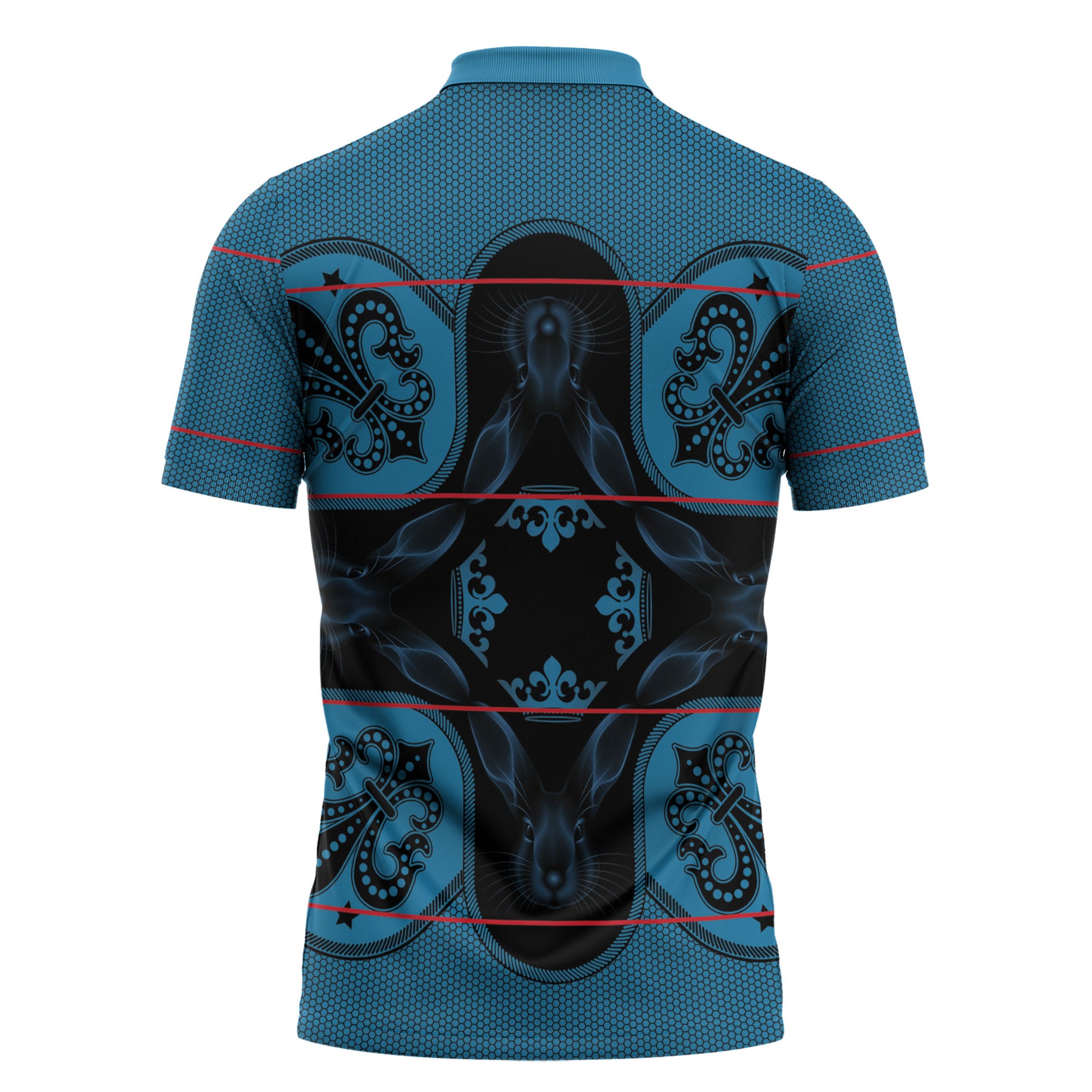 Bafokeng Rabbit Crown Palesa ea kharanium Zipper Polo Shirt Blue Seanamarena Basotho Blanket Inspired