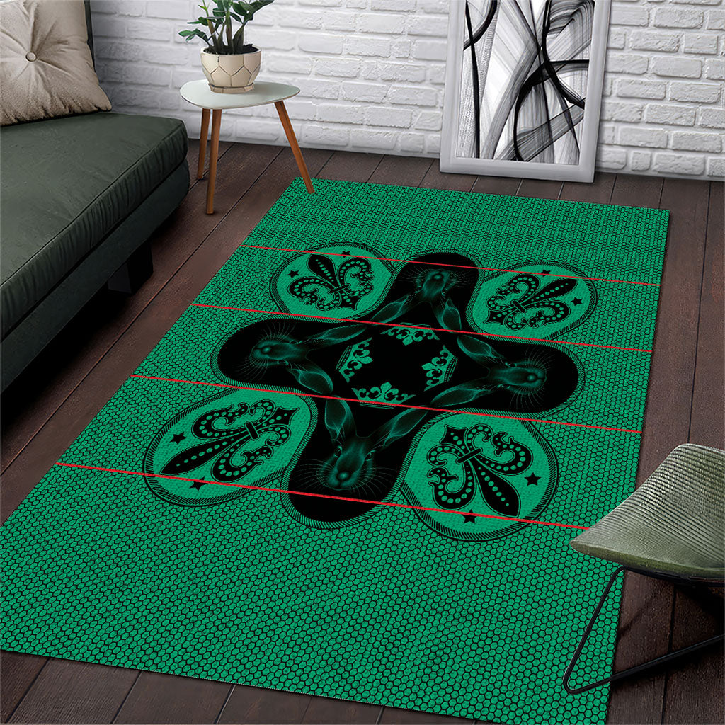 Bafokeng Rabbit Crown Palesa ea kharanium Area Rug Green Seanamarena Basotho Blanket Inspired