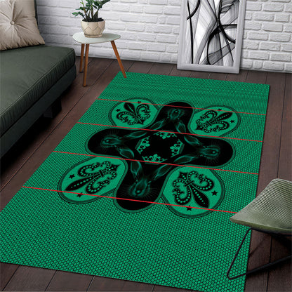 Bafokeng Rabbit Crown Palesa ea kharanium Area Rug Green Seanamarena Basotho Blanket Inspired