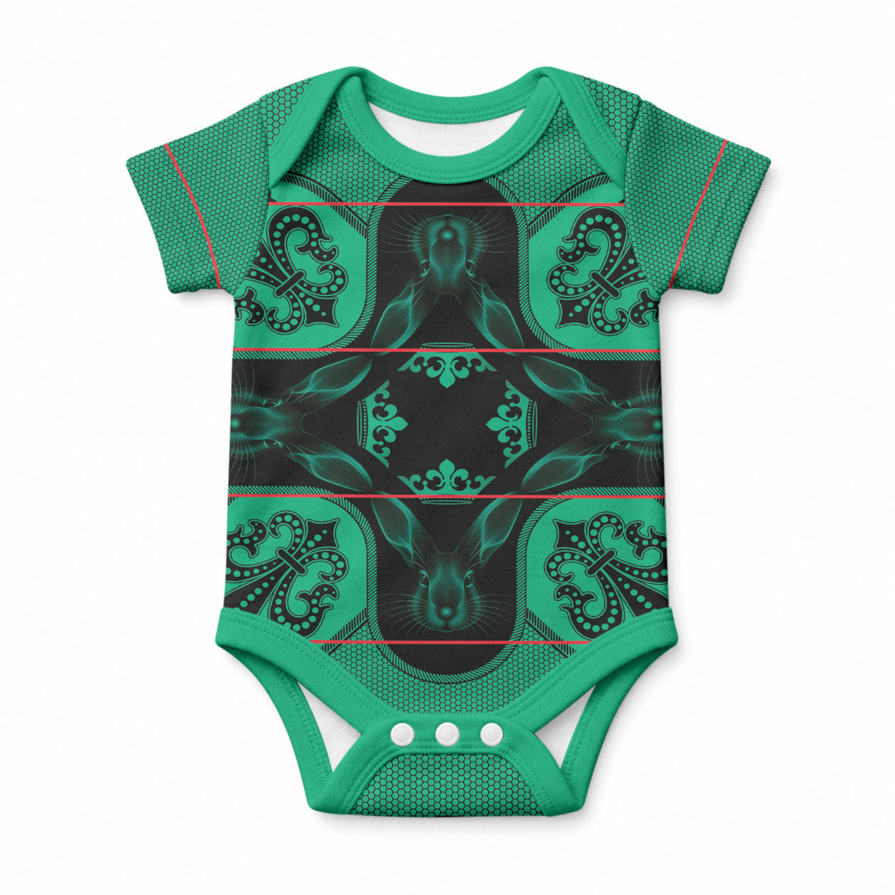 Bafokeng Rabbit Crown Palesa ea kharanium Baby Onesie Green Seanamarena Basotho Blanket Inspired