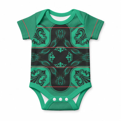 Bafokeng Rabbit Crown Palesa ea kharanium Baby Onesie Green Seanamarena Basotho Blanket Inspired