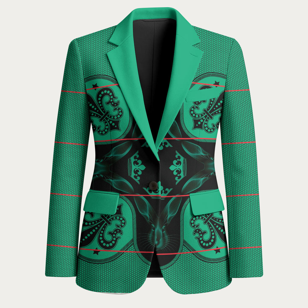 Bafokeng Rabbit Crown Palesa ea kharanium Blazer Green Seanamarena Basotho Blanket Inspired