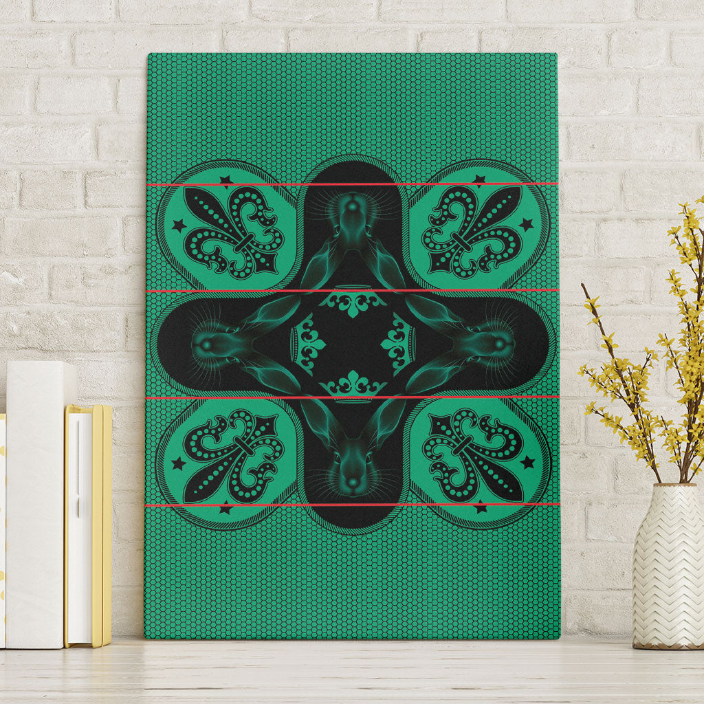 Bafokeng Rabbit Crown Palesa ea kharanium Canvas Wall Art Green Seanamarena Basotho Blanket Inspired