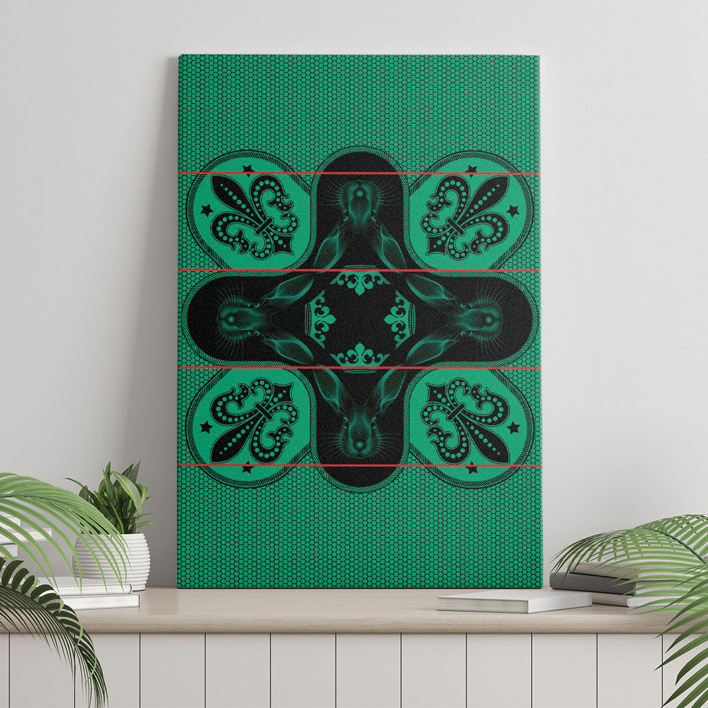 Bafokeng Rabbit Crown Palesa ea kharanium Canvas Wall Art Green Seanamarena Basotho Blanket Inspired