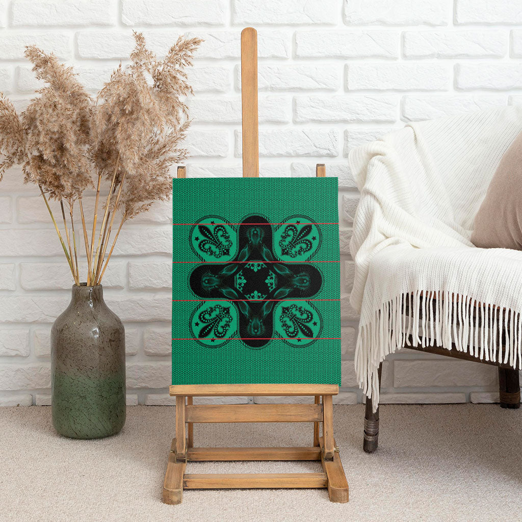 Bafokeng Rabbit Crown Palesa ea kharanium Canvas Wall Art Green Seanamarena Basotho Blanket Inspired