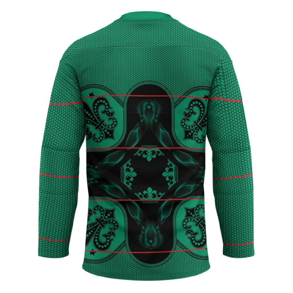 Bafokeng Rabbit Crown Palesa ea kharanium Hockey Jersey Green Seanamarena Basotho Blanket Inspired