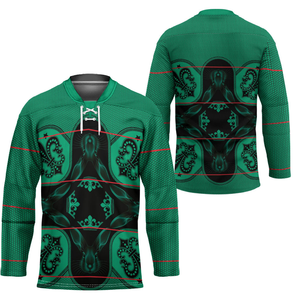 Bafokeng Rabbit Crown Palesa ea kharanium Hockey Jersey Green Seanamarena Basotho Blanket Inspired