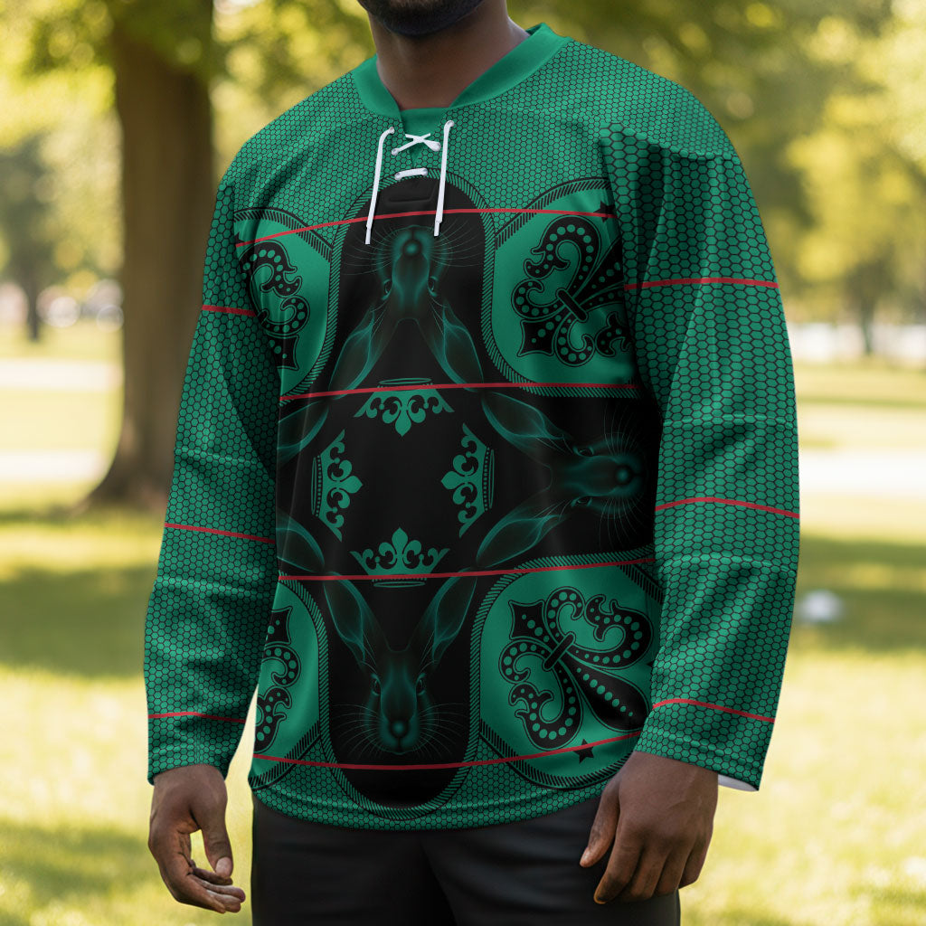 Bafokeng Rabbit Crown Palesa ea kharanium Hockey Jersey Green Seanamarena Basotho Blanket Inspired