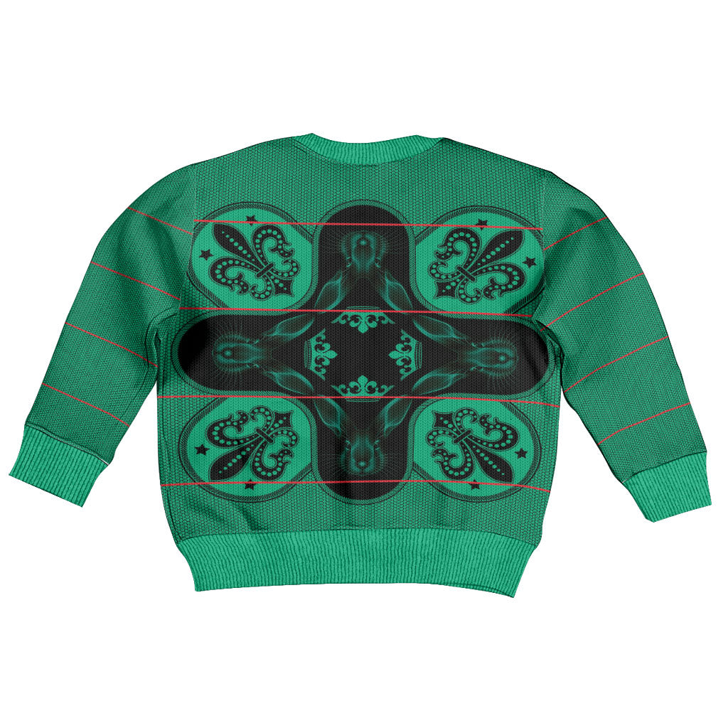 Bafokeng Rabbit Crown Palesa ea kharanium Kid Ugly Christmas Sweater Green Seanamarena Basotho Blanket Inspired