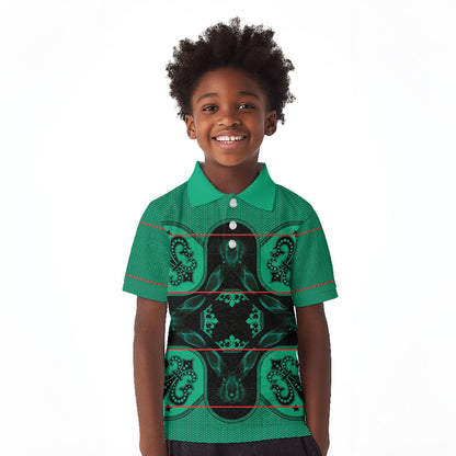 Bafokeng Rabbit Crown Palesa ea kharanium Kid Polo Shirt Green Seanamarena Basotho Blanket Inspired