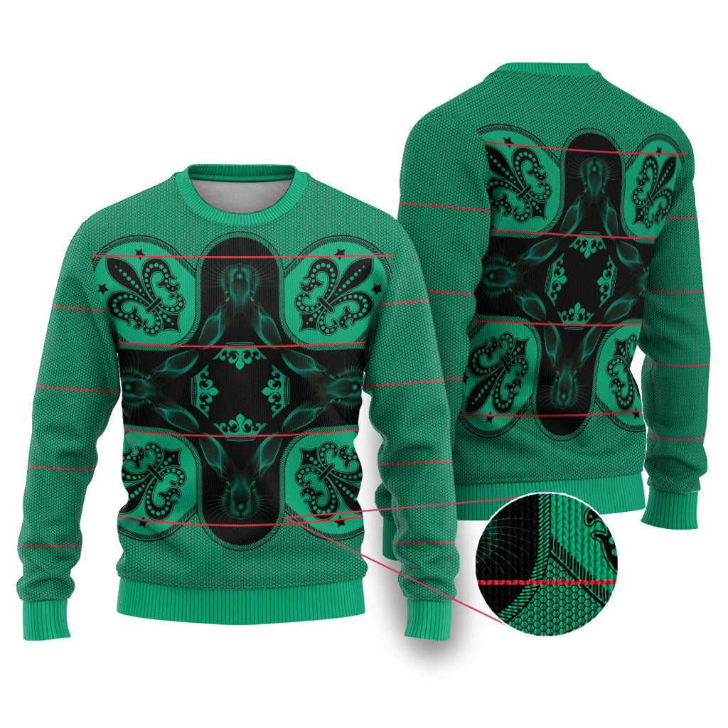Bafokeng Rabbit Crown Palesa ea kharanium Ugly Christmas Sweater Green Seanamarena Basotho Blanket Inspired