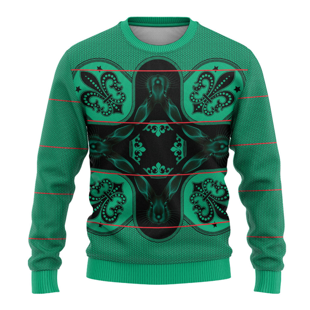 Bafokeng Rabbit Crown Palesa ea kharanium Ugly Christmas Sweater Green Seanamarena Basotho Blanket Inspired