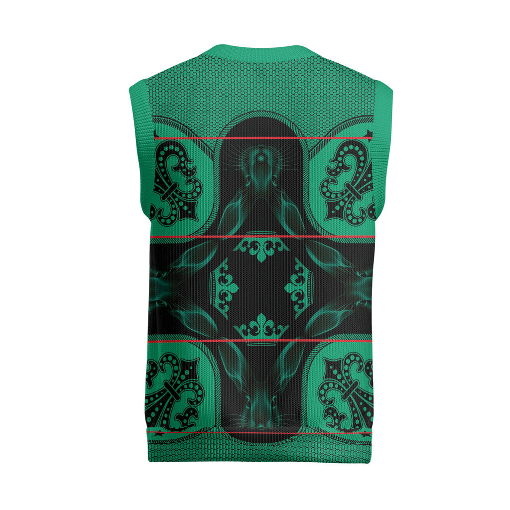 Bafokeng Rabbit Crown Palesa ea kharanium Christmas Knitted V-Neck Vest Green Seanamarena Basotho Blanket Inspired