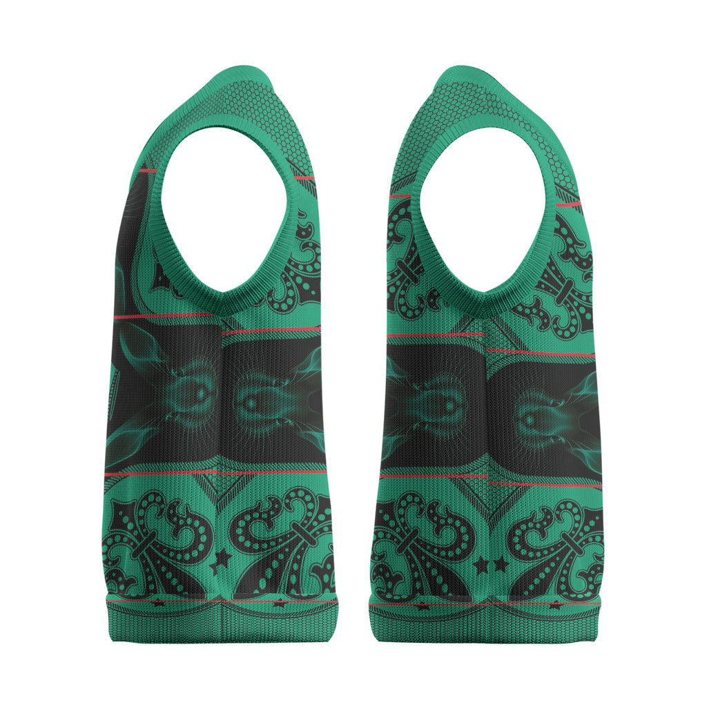 Bafokeng Rabbit Crown Palesa ea kharanium Christmas Knitted V-Neck Vest Green Seanamarena Basotho Blanket Inspired