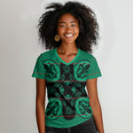 Bafokeng Rabbit Crown Palesa ea kharanium Women V-Neck T-Shirt Green Seanamarena Basotho Blanket Inspired