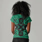 Bafokeng Rabbit Crown Palesa ea kharanium Women V-Neck T-Shirt Green Seanamarena Basotho Blanket Inspired