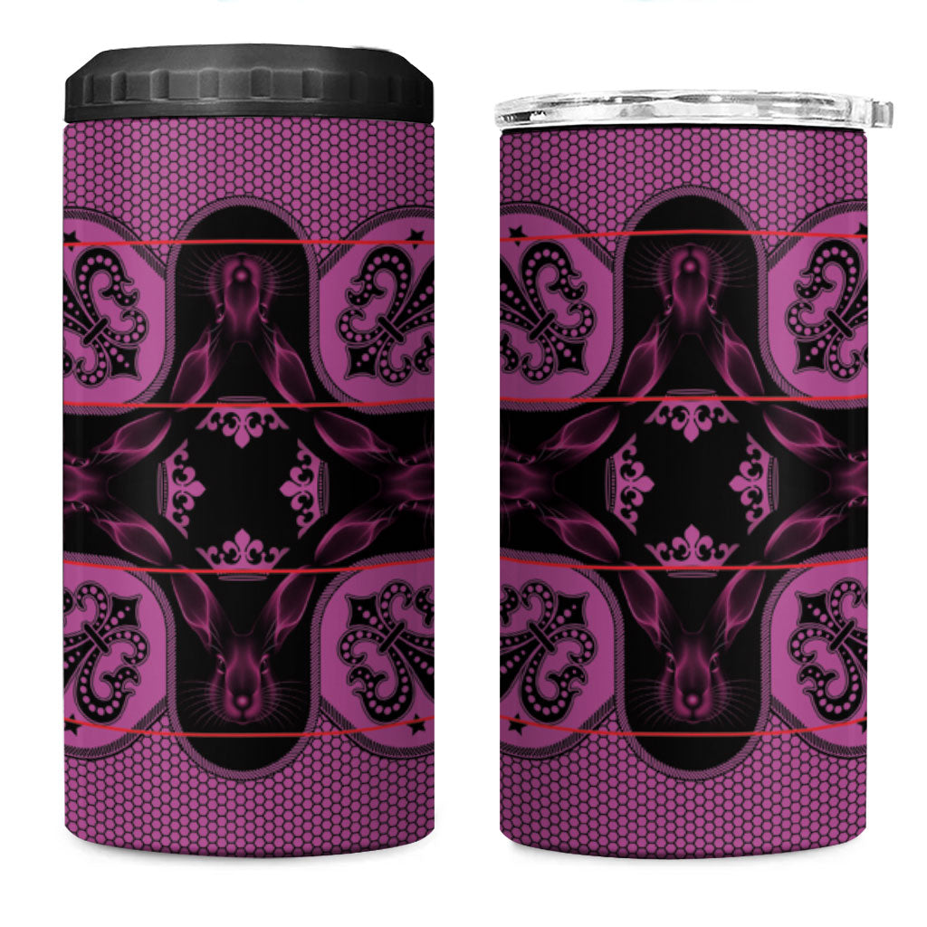 Bafokeng Rabbit Crown Palesa ea kharanium 4 in 1 Can Cooler Tumbler Pink Seanamarena Basotho Blanket Inspired