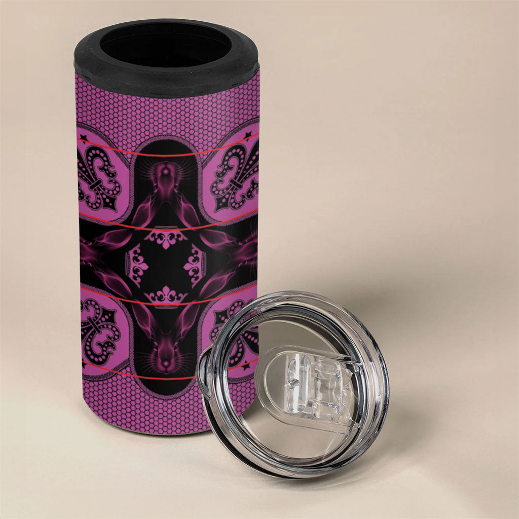 Bafokeng Rabbit Crown Palesa ea kharanium 4 in 1 Can Cooler Tumbler Pink Seanamarena Basotho Blanket Inspired