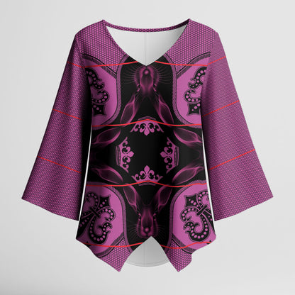 Bafokeng Rabbit Crown Palesa ea kharanium Kimono Sleeve Blouse Pink Seanamarena Basotho Blanket Inspired