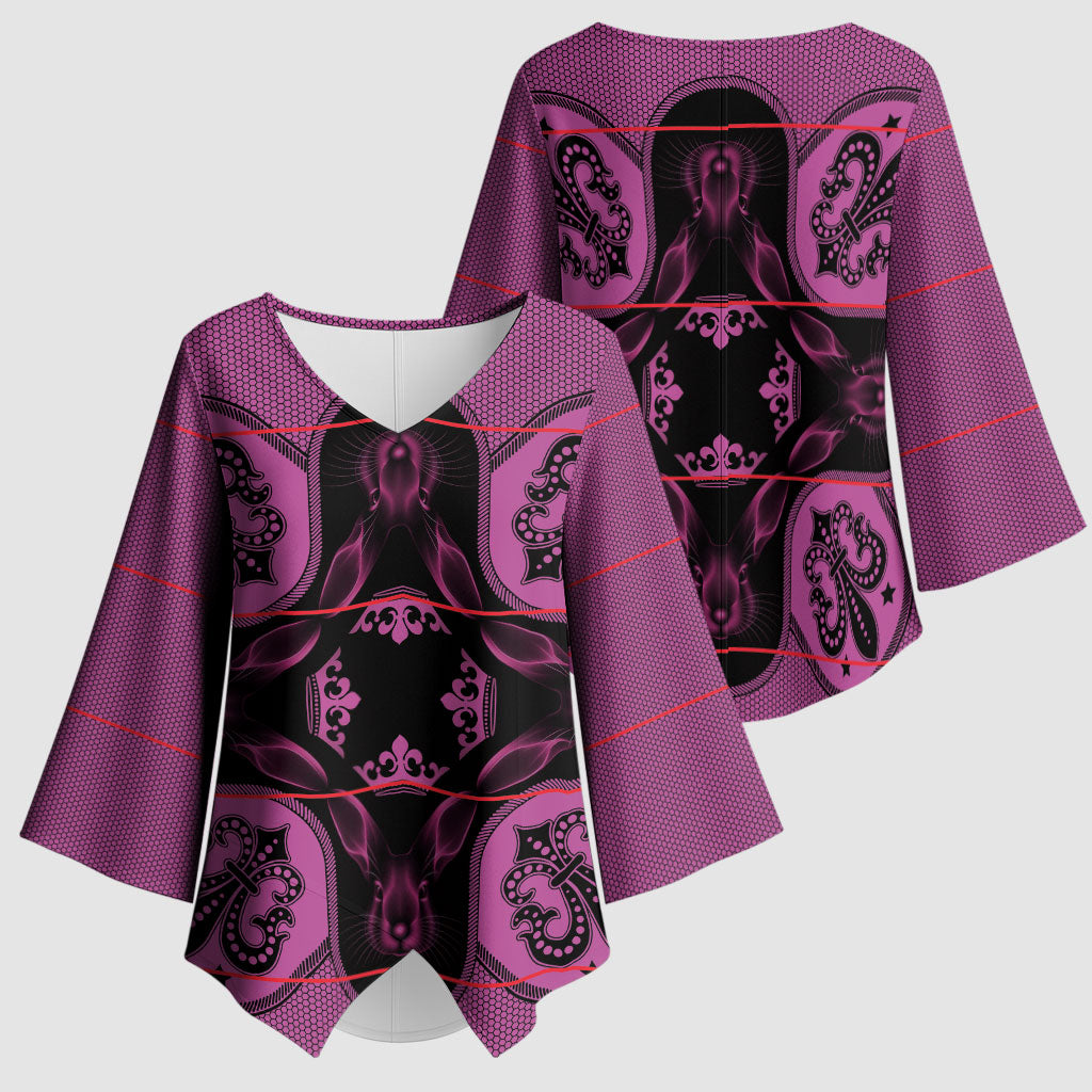 Bafokeng Rabbit Crown Palesa ea kharanium Kimono Sleeve Blouse Pink Seanamarena Basotho Blanket Inspired