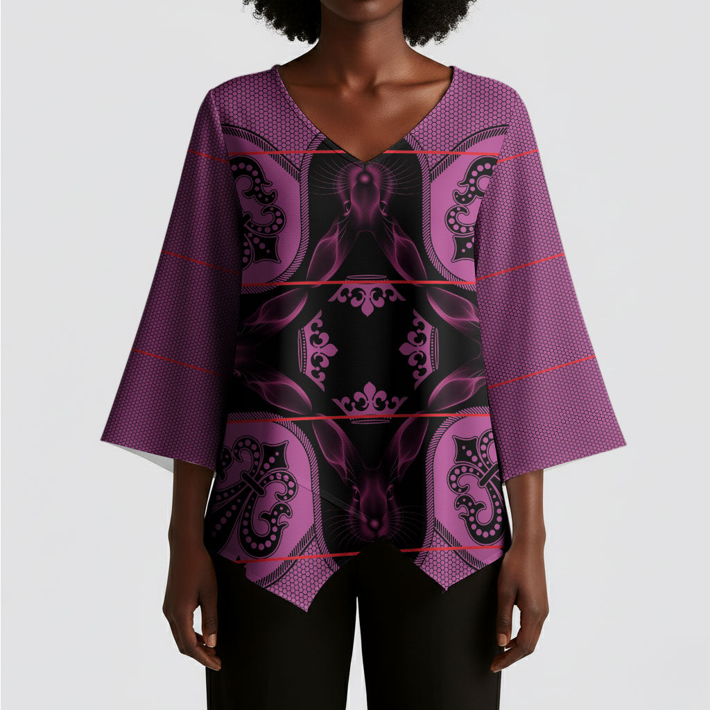 Bafokeng Rabbit Crown Palesa ea kharanium Kimono Sleeve Blouse Pink Seanamarena Basotho Blanket Inspired