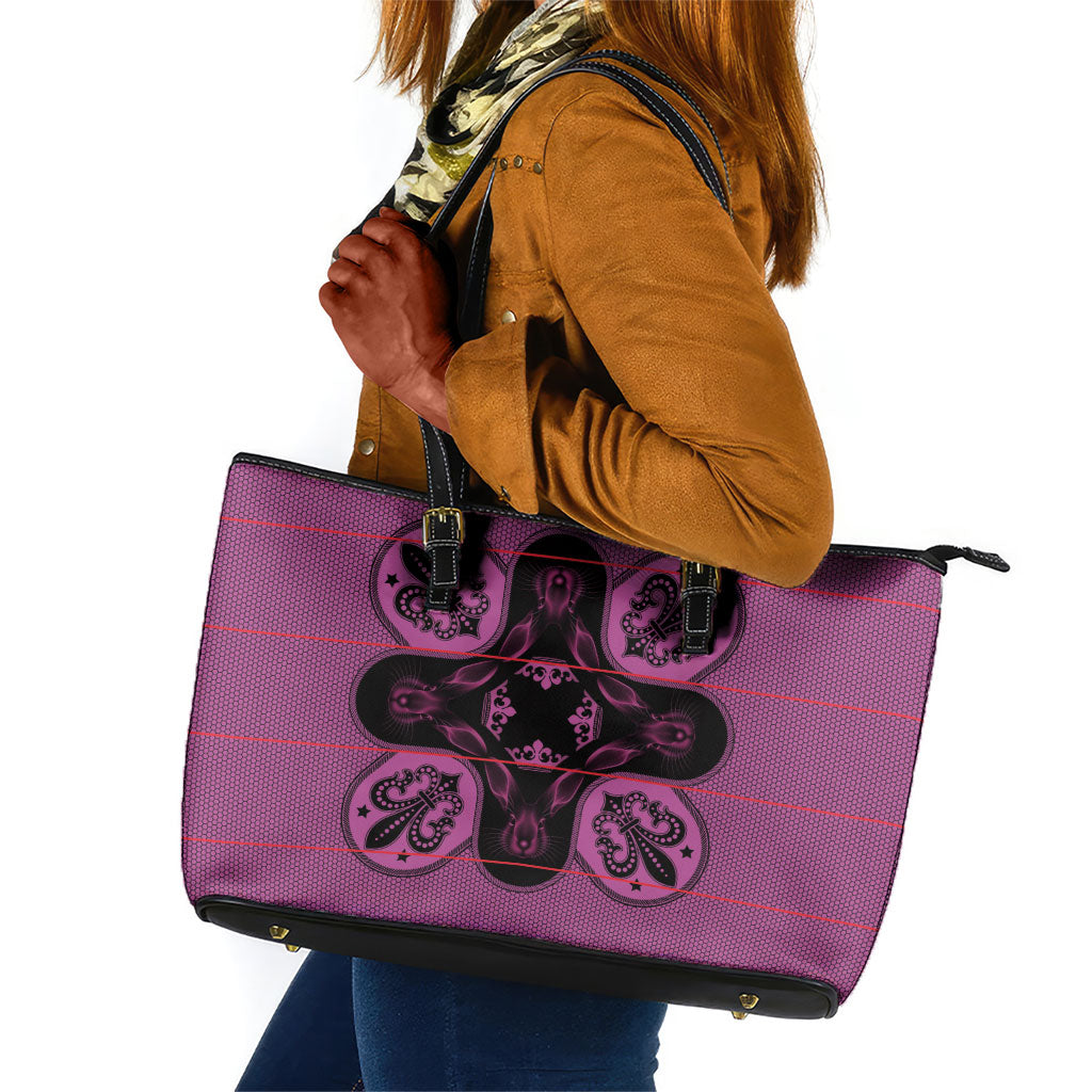 Bafokeng Rabbit Crown Palesa ea kharanium Leather Tote Bag Pink Seanamarena Basotho Blanket Inspired