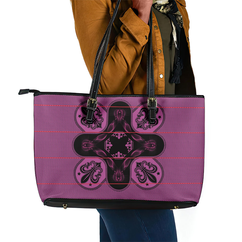 Bafokeng Rabbit Crown Palesa ea kharanium Leather Tote Bag Pink Seanamarena Basotho Blanket Inspired