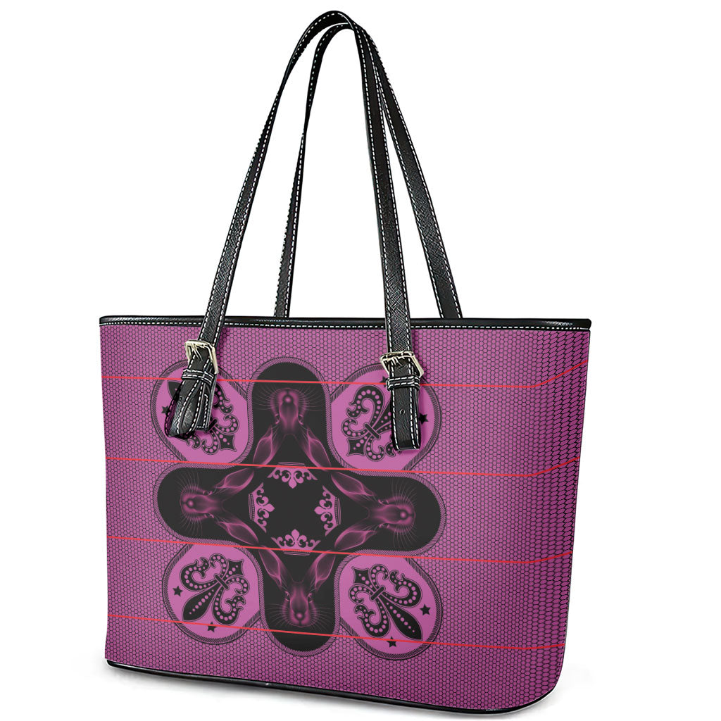 Bafokeng Rabbit Crown Palesa ea kharanium Leather Tote Bag Pink Seanamarena Basotho Blanket Inspired