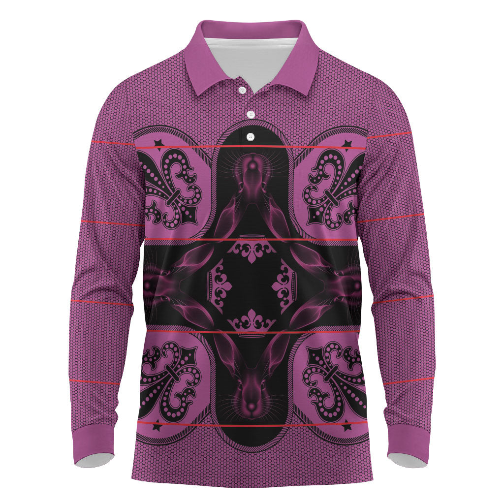 Bafokeng Rabbit Crown Palesa ea kharanium Long Sleeve Polo Shirt Pink Seanamarena Basotho Blanket Inspired
