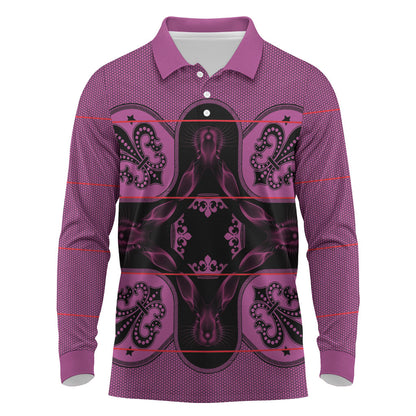 Bafokeng Rabbit Crown Palesa ea kharanium Long Sleeve Polo Shirt Pink Seanamarena Basotho Blanket Inspired